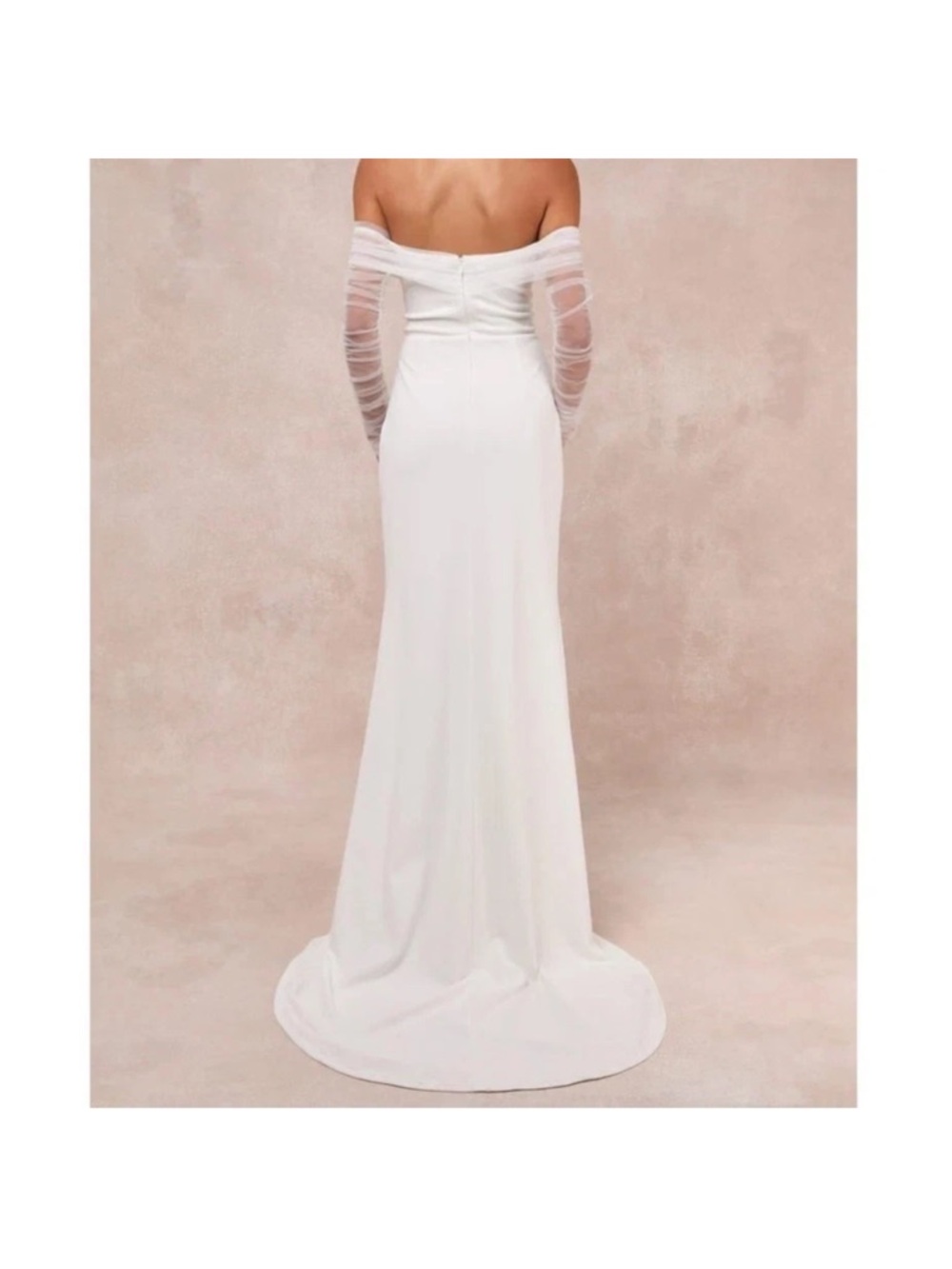 Lulus Beautifully Beloved White Mesh Off Shoulder Gown Small S - Picture 2 of 9